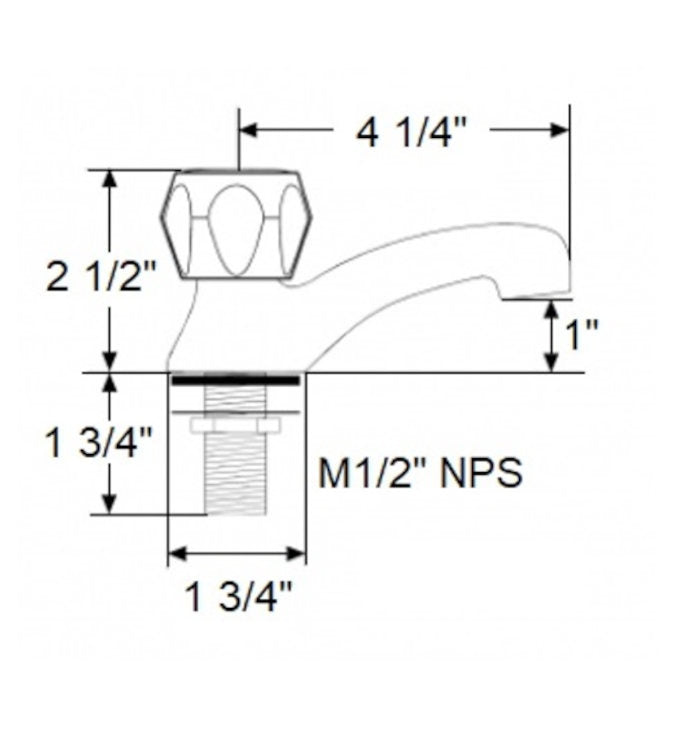 Scandvik Heavy-Duty Brass Cold Water Tap, 10050